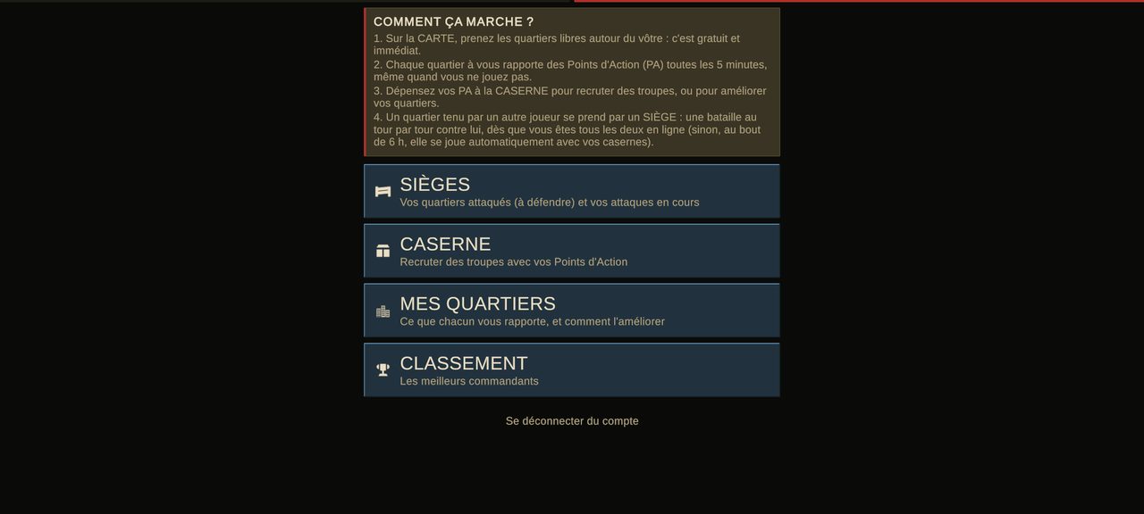 La gestion : sièges, caserne, quartiers et classement.